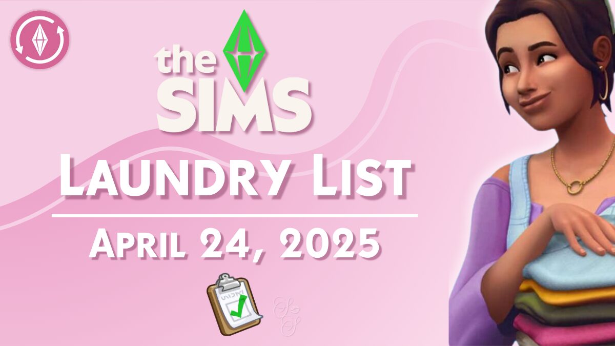 April 24, 2025 laundry day list template-1200x675 Group of Sims wearing masculine CAS outfits from The Sims 4 Casanova Cave Kit, posed in a stylish loft lounge. This Sims 4 lookbook highlights cozy, romantic fashion for masculine-frame Sims.